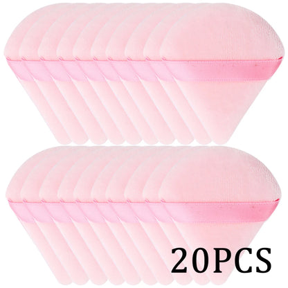 20/30Pcs Triangle Velvet Powder Puff – Wet & Dry Use Makeup Sponge for Foundation, Cosmetics, and Beauty Blending