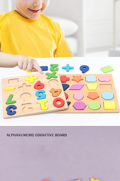 Kids Alphabet & Number Wooden Puzzle – Montessori Preschool Educational Toy