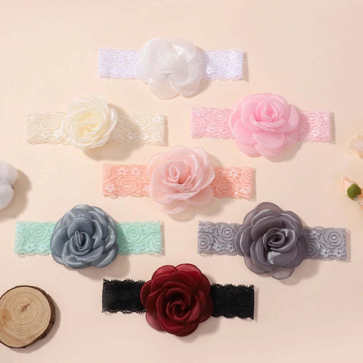 1Pc Baby Nylon Headscarf – Handmade Flower Headband for Newborn Girls, Toddler Elastic Hair Turban