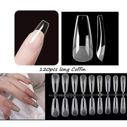 120PCS Matte Press-On Nail Tips – Soft Full-Cover Oval Almond False Nails for DIY Manicure