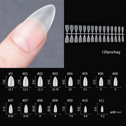 120PCS Matte Press-On Nail Tips – Soft Full-Cover Oval Almond False Nails for DIY Manicure