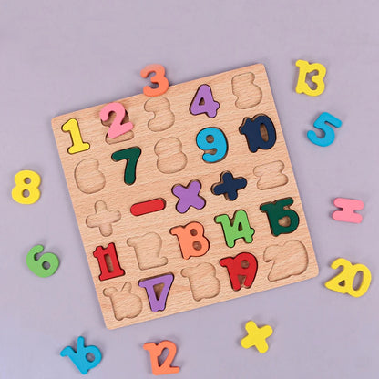 Kids Alphabet & Number Wooden Puzzle – Montessori Preschool Educational Toy
