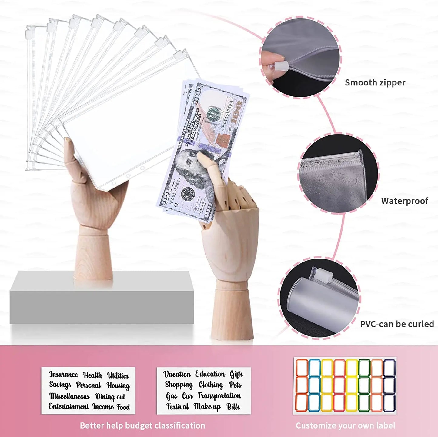 A6 PU Leather Budget Planner – Marble Notebook & Money Saving Organizer for Office, School & Personal Finance