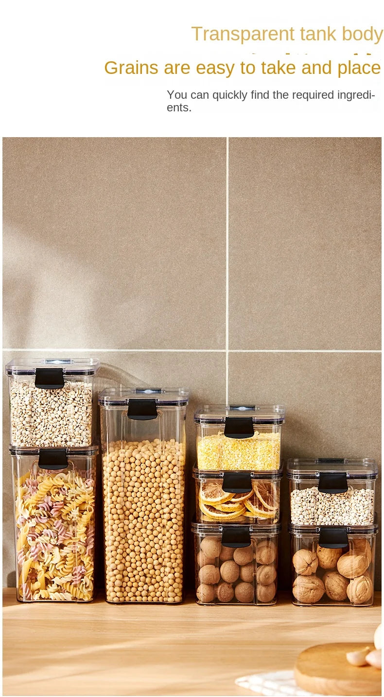 1PC Airtight Sealed Storage Jar – Plastic Grain, Pasta & Seasoning Container | Moisture-Proof Kitchen Organizer Box