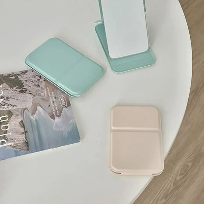Folding PU Leather Makeup Mirror – Elegant Compact Handheld Mirror for Travel and Daily Use